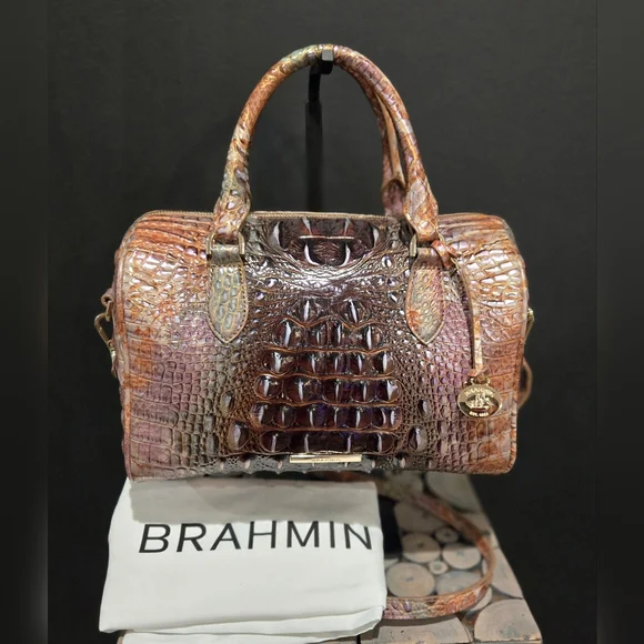 Brahmin Stacy Satchel Truffle Python EUC - Picture 1 of 8